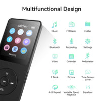 1 x RAW Customer Returns AGPTEK MP3 Player 32GB Bluetooth 5.0, 1.8 inch 70 hours playback time digital children s MP3 player with FM radio, up to 128G, without headphones black - RRP €38.99