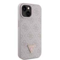 1 x RAW Customer Returns GUESS GUHCP15SP4TDPP Case for iPhone 15 6.1 Pink hardcase Leather 4G Triangle Rhinestone - RRP €38.76