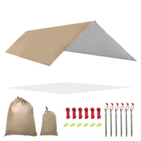 1 x RAW Customer Returns Fay Bless Tarp, Tent Tarp for Hammock, 3x3m Waterproof Tarp with 6 Ground Pegs 6 Ropes, Rain Cover Sun Protection Hammock Tent Groundsheet for Ourdoor Camping Beige, 3 3 m  - RRP €27.99