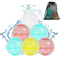 3 x Brand New Gohytal Reusable Water Balloon, 6 8 Pieces Silicone Balls, Sustainable Water Bombs, Self-Closing, Reusable Silicone Water Balloons, Outdoor Pool Splash Balls for Children, Summer Outdoor A  - RRP €57.6