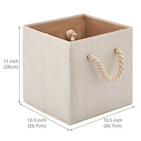 1 x RAW Customer Returns EZOWARE 4 Pack Cotton Foldable Storage Box, Storage Basket with Strong Handles for Organizing Kids Room, Toys, Closet - Beige, 26.7 x 26.7 x 28 cm  - RRP €30.35