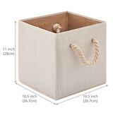 1 x RAW Customer Returns EZOWARE 4 Pack Cotton Foldable Storage Box, Storage Basket with Strong Handles for Organizing Kids Room, Toys, Closet - Beige, 26.7 x 26.7 x 28 cm  - RRP €30.35