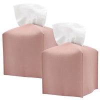 1 x Brand New Pack of 2 Mall Square Tissue Box PU Leather Modern Facial Tissue Box Decorative Organizer Tissue Box Thickened Leather Material Tissue Box, Pink - RRP €8.66