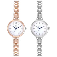 1 x RAW Customer Returns JewelryWe 2pcs Women s Watch Elegant Analogue Quartz Wrist Watch Ladies Small Simple Business Casual Watch with Metal Bracelet Rose Gold Silver - RRP €22.16