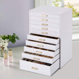 1 x RAW Customer Returns Mondeer Extra Large Jewelry Box, Jewelry Box Organizer for Necklace Earrings Bracelets Rings, 10 Layers PU Leather Jewelry Storage Bag Women Girls Ladies Gift, White - RRP €66.99