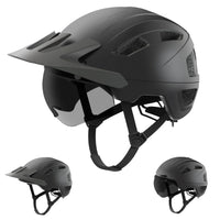 1 x RAW Customer Returns Bicycle helmet men, women helmet with magnetic visor, removable sun protection cap and size adjuster, black helmet for e-bike, mountain bike city bike L-visor  - RRP €44.23