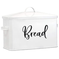 1 x Brand New Home Acre Designs Bread Bin Stainless Steel Large - High-quality metal bread box for bread storage - For bread, rolls, pastries - Storage box in country style with lid handles - White - RRP €31.46