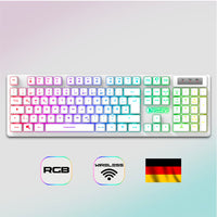 1 x RAW Customer Returns EMPIRE GAMING - Armor RF800 Wireless Rechargeable Gaming Keyboard and Mouse Set QWERTZ DE Layout - Keyboard 2.4GHz RGB - Mouse 4800 DPI with Mouse Pad - PC PS4 PS5 Xbox One Series Mac - White - RRP €44.36