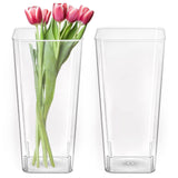 1 x RAW Customer Returns Suwimut Acrylic Flower Vase Decorative Centerpiece for Home or Wedding Shatterproof Large Square Tapered Tall Rectangle 7 x 14.8 Cube Shape Clear Pack of 2 - RRP €25.8