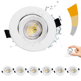 9 x Brand New Recessed LED Spotlights for Plasterboard, 7W Dimmable 230V IP44 Recessed Lights, Dimmable LED Recessed Spotlight 3000K 4000K 6500K, Adjustable at 45 Recessed LED Spotlight for Bathroom, Bathroom, Kitchen, Set of 6 - RRP €287.91