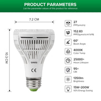 1 x RAW Customer Returns SANSI 15W LED Plant Lamp Full Spectrum, E27 Plant Light 200W Equivalent Grow Light for Indoor Plants, 4000K LED Growth Lamp with High PPFD for Garden, Flowers, Vegetables, Fruit 2 Pieces  - RRP €35.4