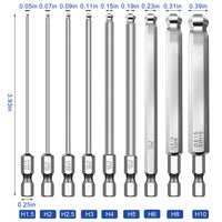 1 x RAW Customer Returns 9 Magnetic Screwdriver Bits, 10mm Shank Long Screwdriver Bits, 1 4 Inch Ball Head, Hex Head Screwdriver Bits, 1.5 2 2.5 3 4 5 6 8 10H Screwdriver Bit Set 1  - RRP €12.09