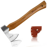 1 x RAW Customer Returns Xforst axe X-TA5, hatchet made of forged carbon steel. Hand axe made of hickory wood handle with blade protection made of genuine leather. Viking axe model. - RRP €30.16