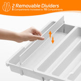 1 x RAW Customer Returns iDavosic.ly Cutlery Tray for Drawers, Expandable Cutlery Insert for Drawers Cutlery 1rganizer Kitchen, Adjustable Cutlery Holder Cutlery Spoon Forks Plastic Knife, White - RRP €23.06