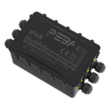 1 x RAW Customer Returns PEBA Junction box waterproof IP68, large distribution box surface-mounted 295x165x115 mm, M25 cable gland 4mm - 14mm, cable distributor waterproof, outdoor garden underground cable junction box black 6 ways - RRP €33.99