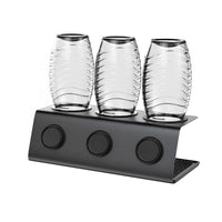 2 x RAW Customer Returns AMSAMOTION bottle holder compatible with SodaStream and common water bottles, 3 stainless steel drip holders, drip stand, draining rack, silicone protection rings, drip mat, bottle brush, lid holder - RRP €42.0