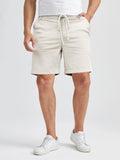 1 x RAW Customer Returns Tongmingyun Shorts Men s Linen Bermuda Pants Casual Classic Shorts Elastic Waist Summer Beach Lightweight Board Slim Fit with Pockets khaki XL - RRP €26.33