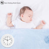 1 x RAW Customer Returns Topkey Silent Kitchen Wall Clock 9 Retro Non-Ticking Decorative Wall Clock for Bedroom Office White - RRP €15.85