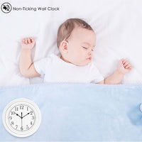 1 x RAW Customer Returns Topkey Silent Kitchen Wall Clock 9 Inch Retro Non-Ticking Decorative Wall Clock for Bedroom and Office - White - RRP €15.85