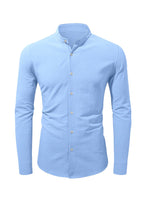 1 x RAW Customer Returns AlvaQ Cufflinks Men s Shirt Long Sleeve Henley Shirt Linen Shirt Men Casual Collar Regular Version Solid T Shirt Light Blue XXL - RRP €36.95