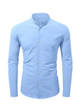 1 x RAW Customer Returns AlvaQ Cufflinks Men s Shirt Long Sleeve Henley Shirt Linen Shirt Men Casual Collar Regular Version Solid T Shirt Light Blue XXL - RRP €36.95