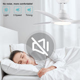 1 x RAW Customer Returns CJOY ceiling fan with lighting, 107 cm ceiling fan with lighting and remote control, quiet, DC motors, dimmable, 6 wind speeds - RRP €155.99