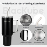 1 x RAW Customer Returns Blackube 1200ml drinking cup with lid and straw, cup with lid and straw, BPA-free, leak-proof, large metal drinking bottle for sports, school, fitness, outdoor - RRP €35.18