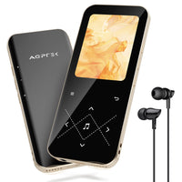 1 x RAW Customer Returns AGPTEK MP3 Player Bluetooth 5.3, 32GB HiFi Sound Music Player with 2.4 Inch TFT Color Screen, Headphones, Speakers, Touch Buttons, FM Radio, E-Book, Recording, Supports TF-128GB, Black Gold - RRP €45.23