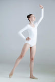 1 x RAW Customer Returns DANSHOW Ballet Women s Ballet Leotard Long Sleeve Solid Color Ballet Clothing Dance Leotard for Adults 4028-07-L  - RRP €23.99