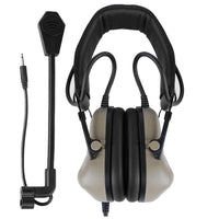 1 x RAW Customer Returns ATAIRSOFT Tactical Headphones Military Standard Shooting Earmuffs Use with PTT Walkie Talkie Radio Airsoft Tactical Headset TAN - RRP €39.98