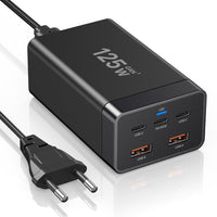 1 x RAW Customer Returns USB C Charger, 125W Fast Charger, 5-Port Charging Station in Compact Design, USB Charging Hub, Compatible with iPhone MacBook Galaxy S23 ultra S22 S21 Thinkpad and Other Laptops Mobiles - RRP €27.04