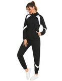 1 x RAW Customer Returns Terecey Women s Complete Tracksuit, 2 Piece Elegant Women s Winter Tracksuit, Hooded Sweatshirt Sports Pants, Women s Sports Suit Set for Jogging Running Fitness - Black L - RRP €36.99