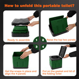 1 x RAW Customer Returns FIAMER Camping Toilet Folding Toilet with Cover Camping Toilet with Cover Mobile Toilet with Cover Split Toilet Outdoor or Indoor Portable Toilet Green  - RRP €38.99