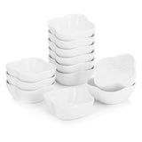 1 x RAW Customer Returns MALACASA, Ramekin.Dish series, 12-piece porcelain white dessert bowls, mini muffin baking cups, for sauce, dipping, souffle, pudding, oven safe - petal shape 3 7.5cm 75ml - RRP €22.99