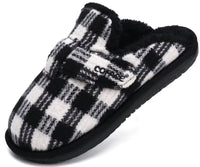 1 x Brand New COFACE Women s Winter Warm Fluffy Wool Lined Slippers Black EU 41, with Soft Memory Foam Plaid Plush Closed Slippers for Indoor and Outdoor Use - RRP €60.0