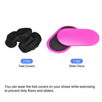 1 x Brand New sourcing map Exercise Core Sliders, Oval Glider Discs with Feet Covers, Double Side Use at Home Gym for Full Body Workout, Pink - RRP €27.6