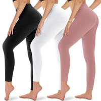 1 x RAW Customer Returns Gayhay Pack of 3 Leggings Women s High Waist Set Sports Leggings Long Fitness Tummy Control Yoga Figure-shaping Shape Leggings Opaque Stretch Size 42 44 46 48,L-XL,Black White Light pink - RRP €28.99