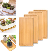 1 x RAW Customer Returns Favengo 4 x Bamboo Tray Rectangular Bamboo Tray Wooden Bamboo Tray Small Serving Tray Bamboo for Coasters Tea Coffee Cake - RRP €9.99