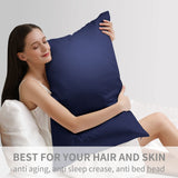 1 x RAW Customer Returns ZIMASILK pillowcase made of 100 silk for hair and skin. Double-sided 19 momme pure mulberry silk pillowcase with zipper, 1 piece. 50 x 70 cm, dark blue  - RRP €29.23