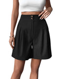 1 x RAW Customer Returns GORGLITTER women s Bermuda shorts, summer shorts, wide leg shorts, hot pants, casual shorts with pockets, black L - RRP €29.23