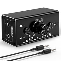 1 x RAW Customer Returns Tendak Bi-Directional 3.5mm Jack Audio Switch Selector 2 In 1 Out 1 In 2 Out Analog Silent Stereo Audio Switch with Volume Control, Sound Distributor Splitter for Speakers Headphones PC - RRP €19.26