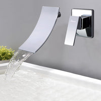 1 x RAW Customer Returns PHASAT wash basin faucet waterfall wall-mounted faucet wall concealed single handle 2-hole bathroom faucet chrome hot and cold, for bathroom wash basin or bathtub JH088 - RRP €67.5