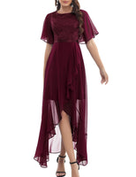 1 x RAW Customer Returns Gardenwed evening dresses elegant for wedding festive dress chiffon sleeves ruffles bridesmaid dress bridesmaid dress party graduation dress long ball gown burgundy 3XL - RRP €62.99