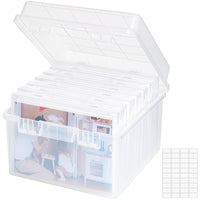 1 x RAW Customer Returns Lifewit Photo Storage Box 13x18 5R , Photo Box, 7 Inner Boxes, Transparent Seed Container, Storage Box for Crafts, Cards, Pictures, Stamps, Office Supplies, with 1 Layer of Label Stickers - RRP €21.99