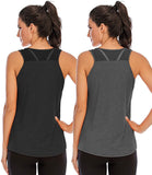 1 x RAW Customer Returns Women s Yoga Fitness Tank Top Loose Girls Sports T-shirt Training Jogging Running Shirt Sleeveless Mesh Back Sportswear Black Gray S Pack of 2 - RRP €32.16