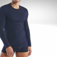 1 x RAW Customer Returns 2 Men s Thermal Cotton Warm Crew Neck Undershirts 2 Pack Long Sleeve Cotton Warm T-Shirt Blue Medium - RRP €27.6