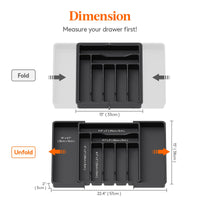 1 x RAW Customer Returns Lifewit Drawer Cutlery Organizer, Expandable Cutlery Tray for Kitchen Drawer, Adjustable Utensil and Cutlery Holder, Spoon Fork Knife Holder Storage, Large, Black - RRP €25.99