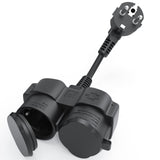 1 x RAW Customer Returns Extension cable with 2 Schuko sockets, 5cm, double plug for socket, 2 protective contact sockets, rubber cable for outdoor use, IP44, 1.5mm , 240V 16A , black - RRP €17.89