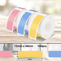 1 x RAW Customer Returns Pristar P15 Labels, 3 Rolls 12mm x 40mm, Self-Adhesive Thermal Label Tape, Compatible with P15 Label Maker, Pink Yellow Blue, 160 Labels Roll - RRP €16.78