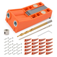 1 x RAW Customer Returns Gunpla 45-piece Pocket Hole Jig Kit double pocket hole with screws, Allen key, drill, dowel aid, drilling guide for drilling pocket holes and angled holes, 15 drilling aid for woodworking - RRP €19.14